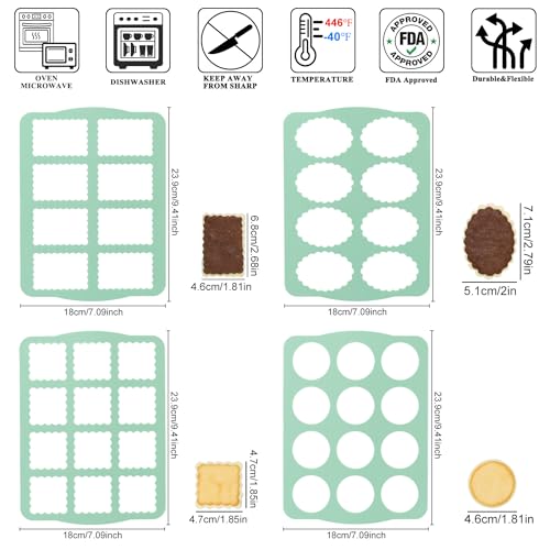4Pcs Silicone Cookie Molds Chocolate Chablon Cookie Stencil Mold for Biscuit Cake QLG