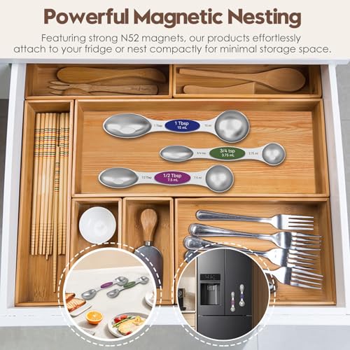 Magnetic Measuring Spoons Set with Measurement Markings (8 Count)