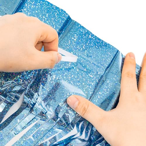 Pink Blue Tinsel Foil Fringe Curtains Party Streamers Backdrop (2 Count)