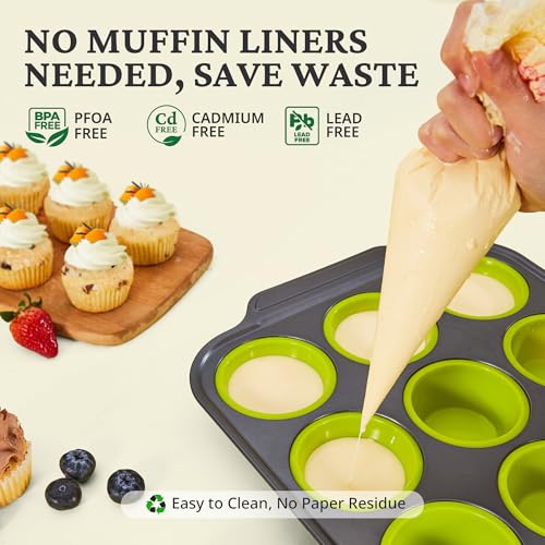 Silicone Muffin Pans for Baking with Metal Frame