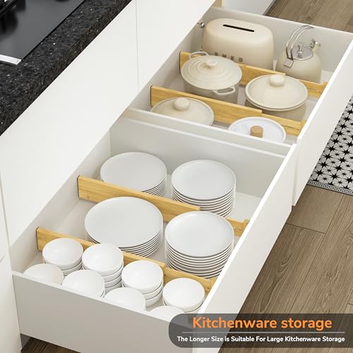 Bamboo Expandable Drawer Dividers (4 Count)