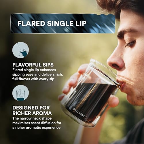 Double Wall Single Lip Insulated Glass Cup (2 Count)