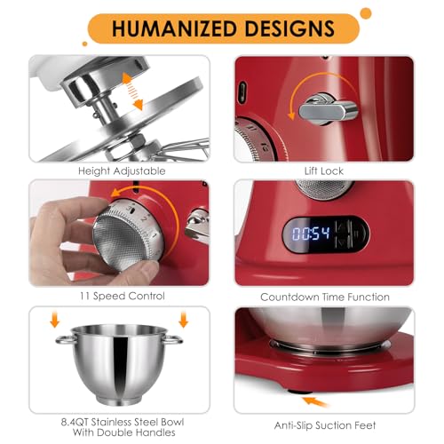 8.4QT Commercial Stand Mixer 800W with Aluminum Die Casting Meets the Standard of NSF
