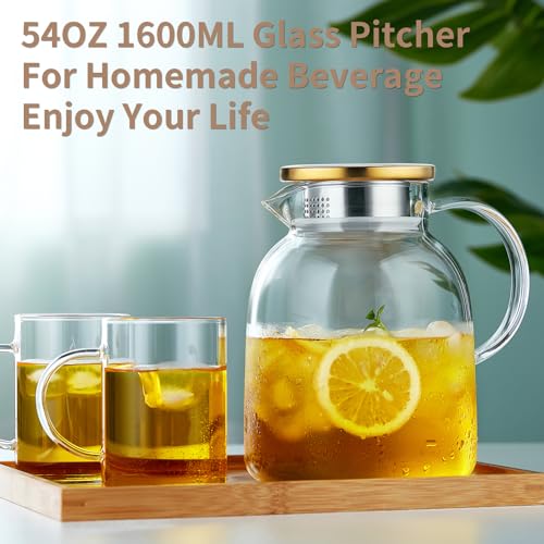 54OZ Glass Pitcher with Lid and Spout