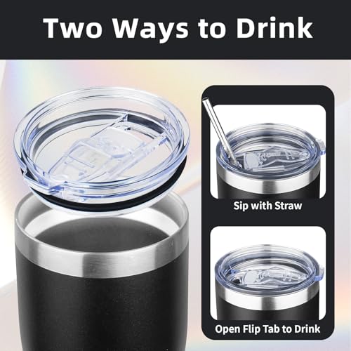 20oz Insulated Tumbler with Lid Straw Travel Coffee Mug Cup