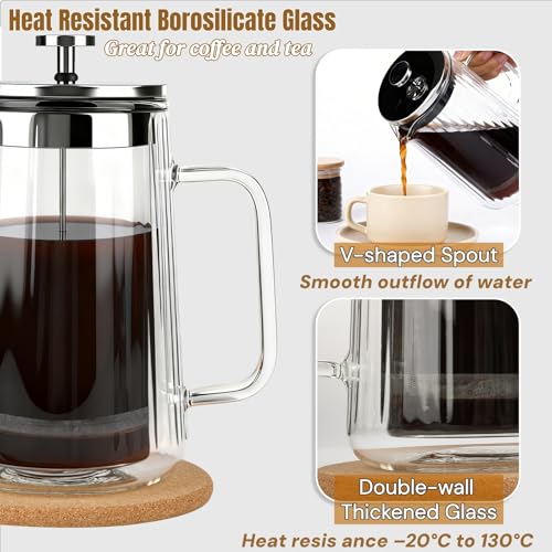 Glass French Press Coffee Maker 34oz