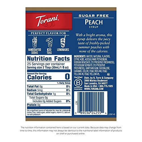 Sugar Free Peach Flavored Drink Syrup (101.6 Fl Oz)