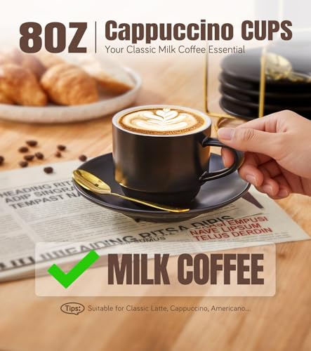 8 Ounce Porcelain Cappuccino Cups Set of 4 (4 Count)