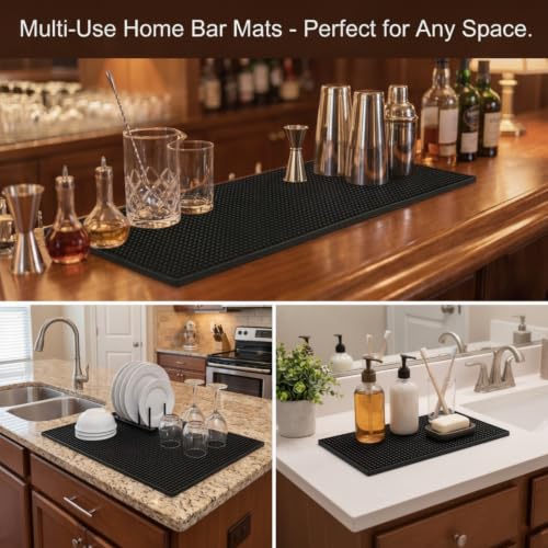 6 Pcs Bar Mat 6 X 12 Inch Black (6 Count)