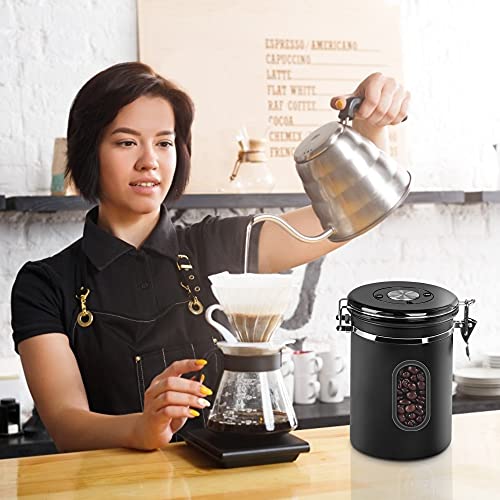 1800ML Airtight Coffee Canister with Date Tracker&Transparent Window