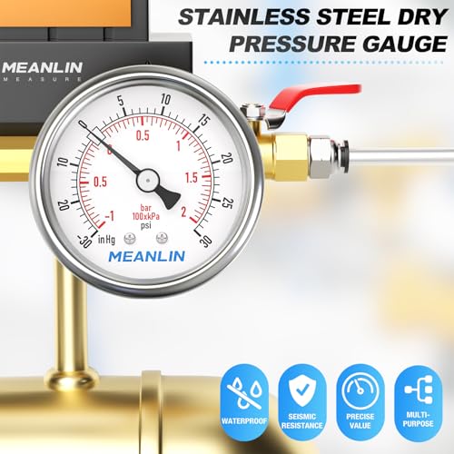 30inHG~30Psi Vacuum Gauge Stainless Steel 1