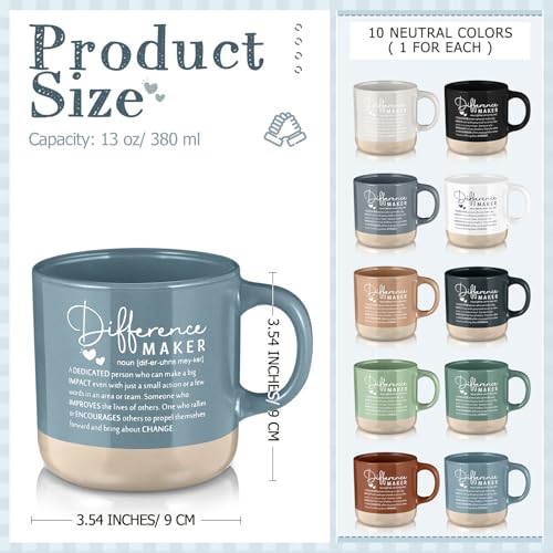 10 Pcs Difference Maker Appreciation Gifts Bulk Inspirational Ceramic Coffee Mugs 13 oz Thank You Mug Housekeeping Appreciation Gifts for Teacher Boss Leader Office Coworker Staff (10 Count)