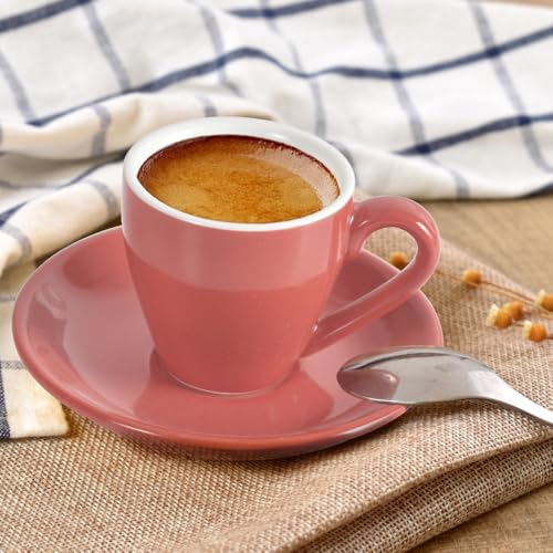 Porcelain Espresso Cup with Saucer And Stainless Steel mini Spoons (7 Count)