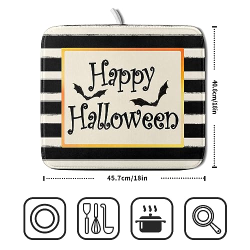 Happy Halloween Bats Dish Drying Mat for Kitchen Counter