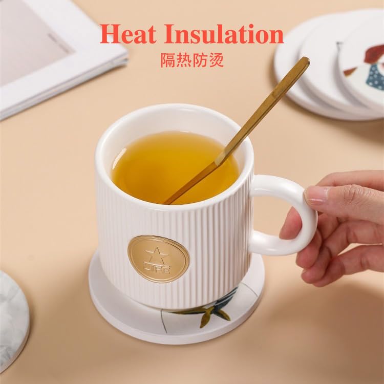 Cute Coasters for Desk Dog Themed Absorbent Ceramic Cup Coasters for Tabletop Protection