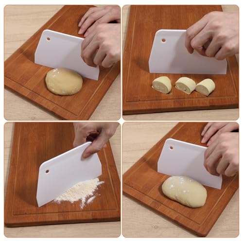 3 Pcs Plastic Dough Scraper Food Scraper Bowl Scraper Set Dough Cutters for Bread Cake Pastry Pizza Making (3 Count)