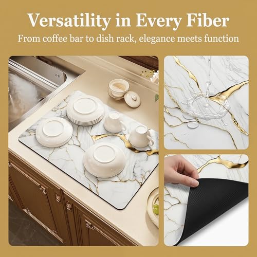 Coffee Mat or Dish Drying Mat Super Absorbent Drying Marble pattern Mat