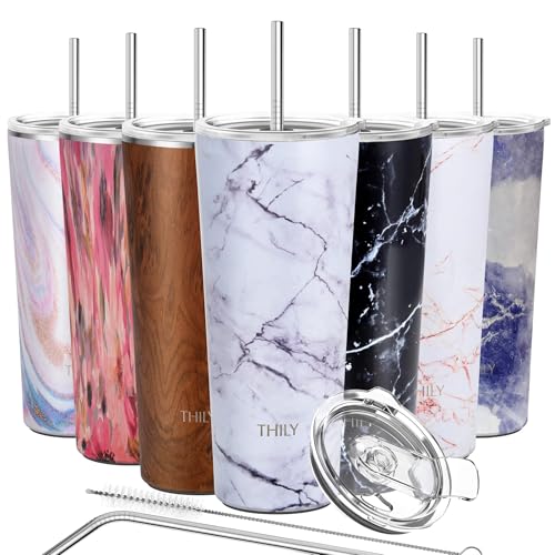 Stainless Steel Vacuum Insulated Tumbler Travel Mug 26 oz Coffee Cup with 2 Lids and Straws