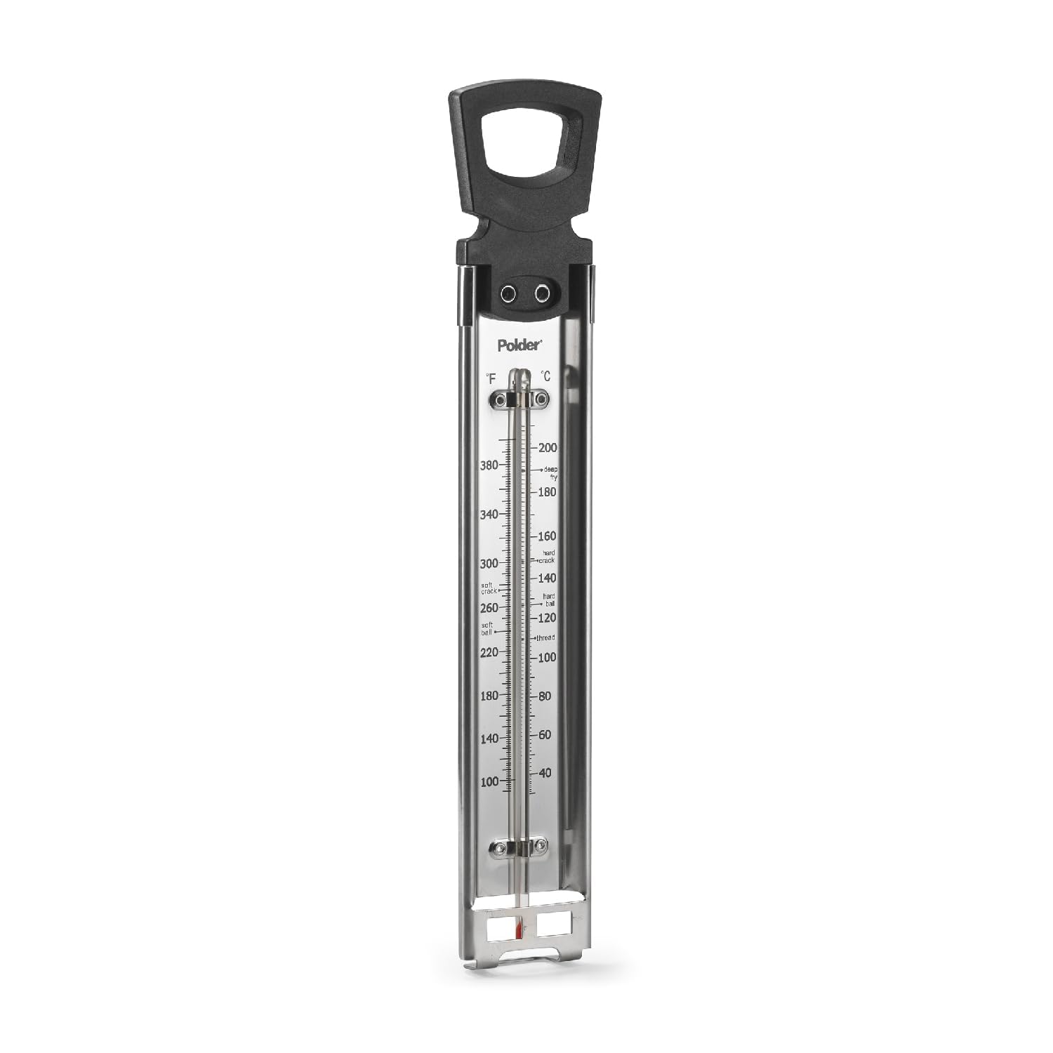 Polder Candy Thermometer, Stainless Steel Cooking Thermometer with Pot Clip, for Jam, Syrup, Jelly, Yogurt, and Deep Fry, 12