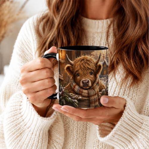 Cozy Winter Highland Cow Coffee Mug