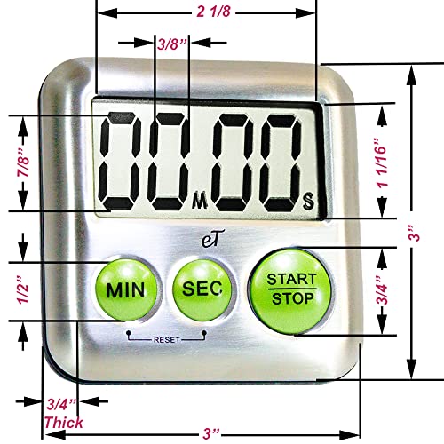 Elegant Digital Kitchen Timer Stainless Steel (6 Count)