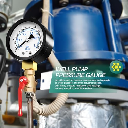 0 15PSI Well Pump Pressure Gauge 2" Dial Size