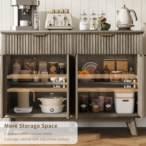Fluted Buffet Sideboard Cabinet with Storage