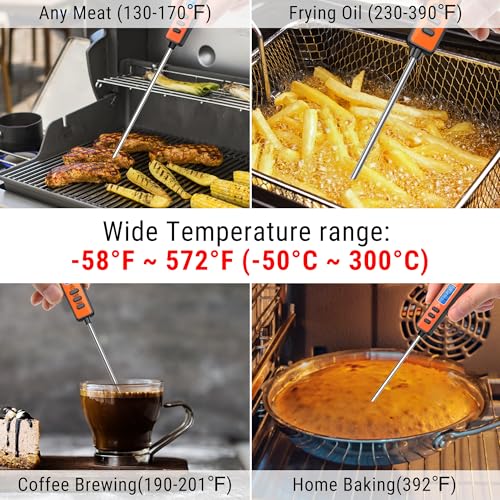 TP01A (2 Pack) Digital Meat Thermometer for Cooking Liquid Deep Frying Oil Candy, Kitchen Food Instant Read Thermometer with Super Long Probe, Backlit, Lock Function (Previously ThermoPro) (2 Count)