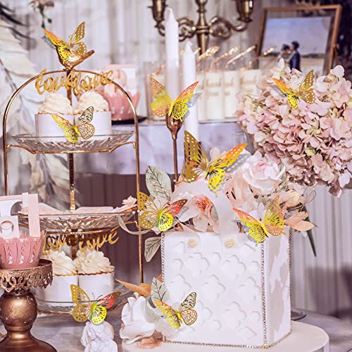 3D Butterfly Wall Decor 48 Pcs Laser Gold Butterfly Decorations (48 Count)