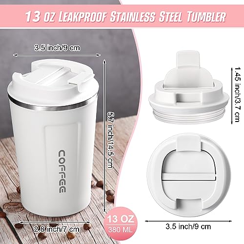 4 Pcs 13 oz Travel Coffee Mug Insulated Reusable Coffee Cups with Leakproof Lid Stainless Steel Portable Tumbler for Keep Hot or Ice Milk Tea