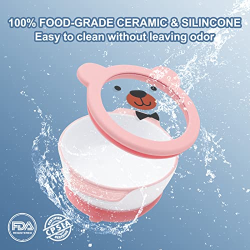 Suction Baby Bowls with Leakproof Tempered Glass Lids for Babies & Toddlers