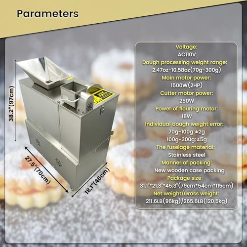 Commercial Dough Divider Multifunction Electric Dough Cutting Machine Can be Used to Process Dough 2.47oz