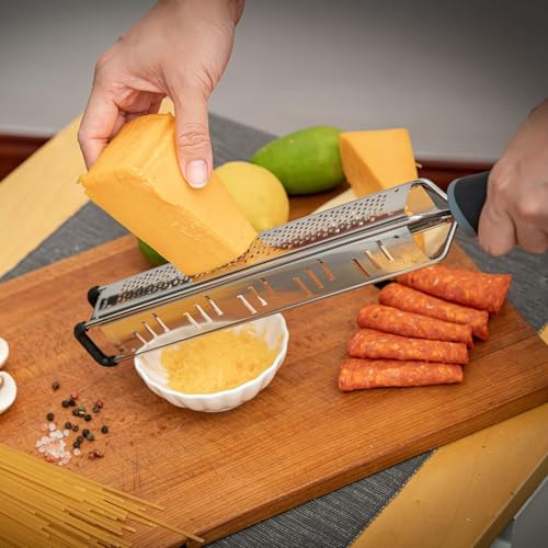 3-in-1 Lemon Zester & Cheese Grater, 304 Stainless Steel, 15-Inch, Black