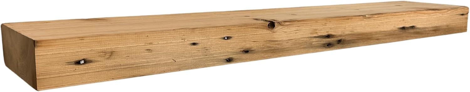 Modern Timber Craft Reclaimed Wood Floating Wall Shelf | Solid Rustic American Barnwood, Floating Shelf Brackets | 2.75" Thickness | 36" L x 7" D, Unfinished, Planed and Sanded, 2 Pack