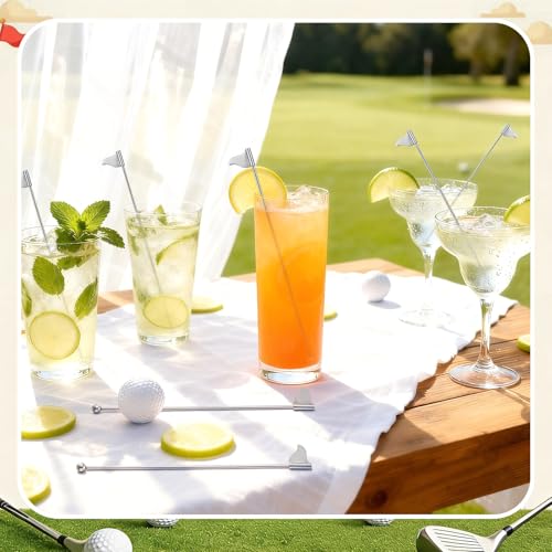 20 Pcs Metal Golf Cocktail Stirrers Swizzle Stir Sticks 7.87 Inch Reusable Drink Stirrer Sticks Party Decorations Party Clubhouse and Outing Decorations (20 Count)