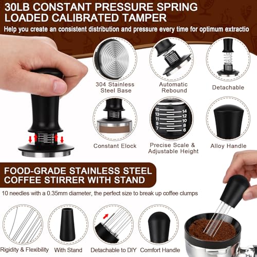 7 Pcs 58mm Espresso Accessories Kit with Plastic Tamping Station (7 Count)
