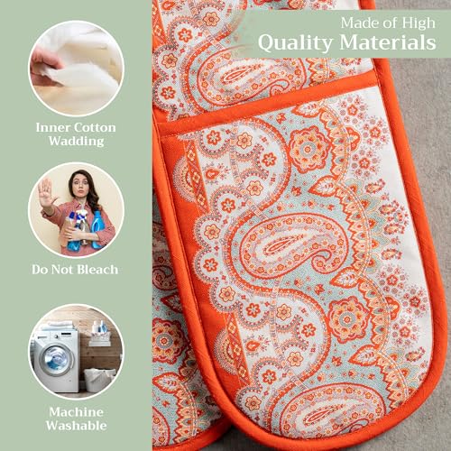 Double Oven Mitts 100% Cotton Double Oven Glove