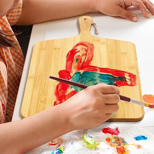 12 Packs 17 x 13 Inch Wooden Bamboo Cutting Board Set with Handles Large Kitchen Serving Plain Chopping Board Bulk Gifts for Mom for Vegetables Meat Pizza Cheese Fruit Bread (12 Count)