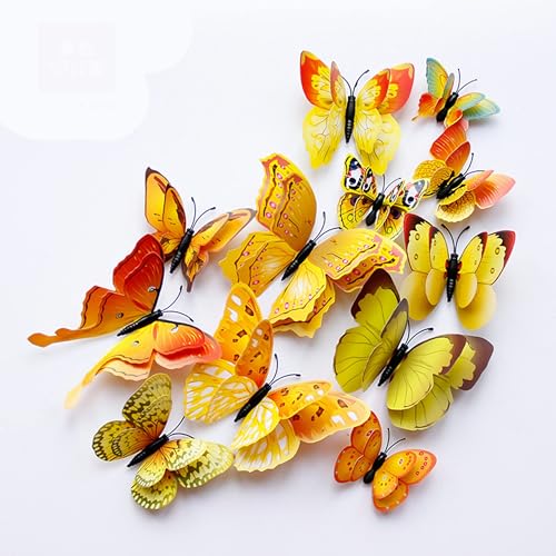 3D Butterfly Wall Decor Butterfly Decorations Stickers with Magnets (72 Count)