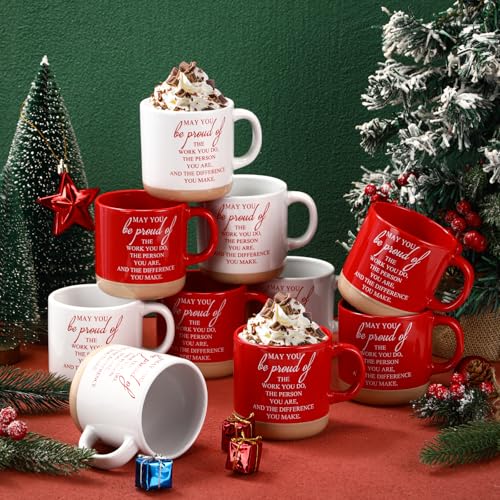 10 Pcs Thank You Mugs Bulk Gifts 13 oz Inspirational Ceramic Coffee Mugs May You Be Proud of Appreciation Gift for Teacher Nurse Employee Office Staff Coworker (10 Count)