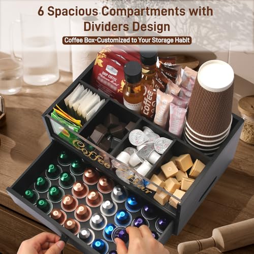 2 Tier Coffee Bar Organizer with Clear Acrylic Top
