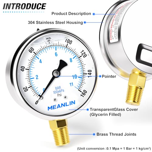 0~160Psi Stainless Steel 1