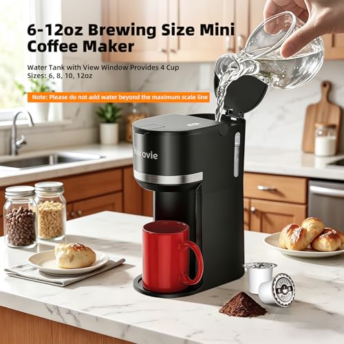 Small Single Serve Coffee Maker for K Cup and Grounds