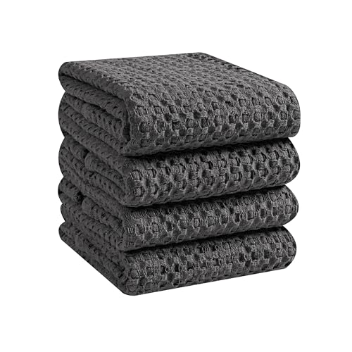 Set of 4 Premium Waffle Dish Towels 16x26 inches