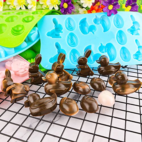 Easter Egg Silicone Mold for Chocolate 5 Packs Egg Shaped Mold Baking Pan for Easter Party Hot Chocolate Bombs Fondant Candy Jelly Dome Mousse Cake Topper Making (75 Count)
