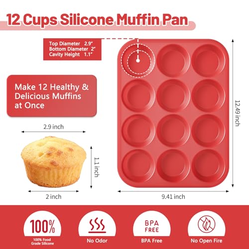 Silicone Muffin Pan with Metal Reinforced Frame (3 Count)