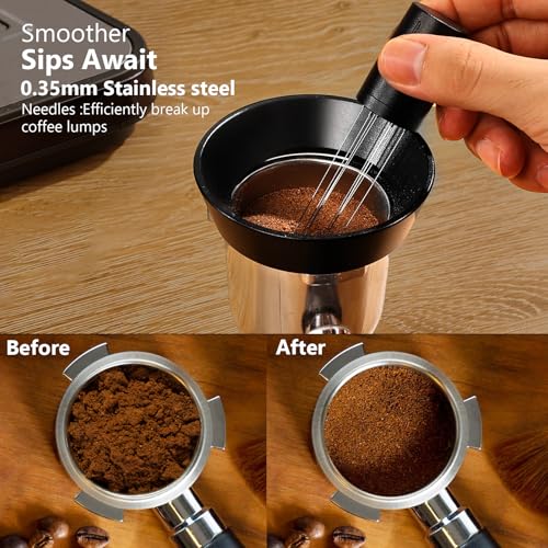 WDT Tool Espresso Distributor Accessory kit &1.7mm Thickness 150μm Mesh Puck Screen & 8 Magnets dosing ring Compatible with Portafilter