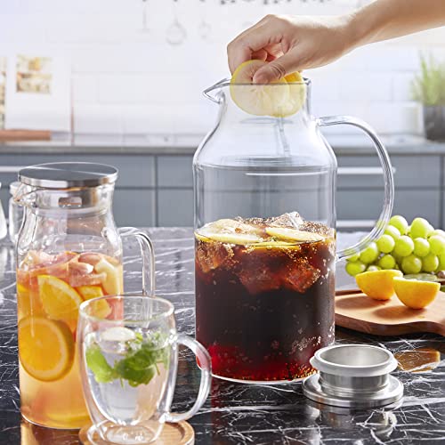 2.6 Liter 88 oz Glass Pitcher with Lid and Handle