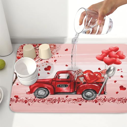 Valentine's Day Dish Drying Mats for Kitchen Counter