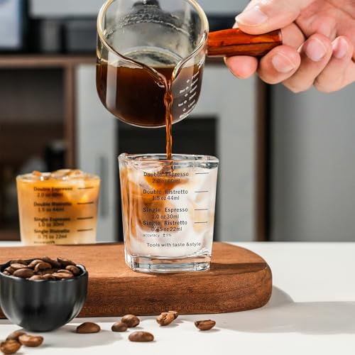 Espresso Shot Glasses Measuring Cup Liquid Heavy Glass for Baristas 2oz for Single Shot of Ristrettos (2 Count)